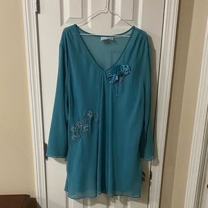 🥰Roaman’s Teal/turquoise 2piece Blouse 👚 & cami!! 28W women🥰 Great condition